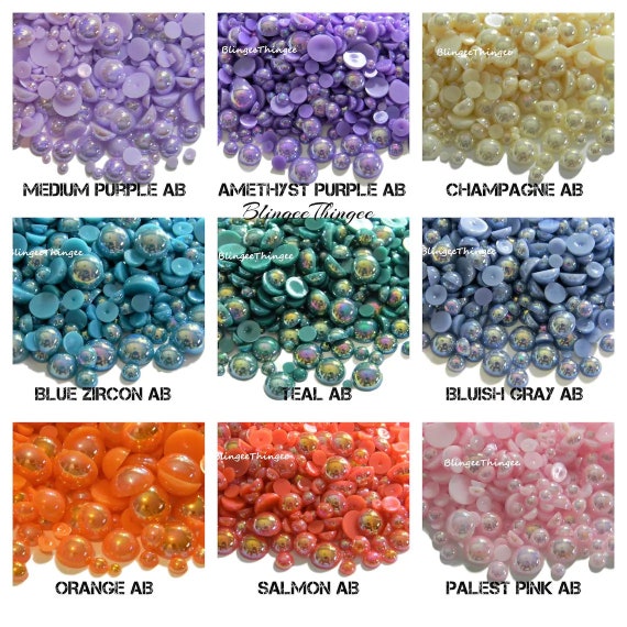 CHOOSE Size and Color AB Flatback Pearls Half Round Pearl 2mm 3mm 4mm 5mm 6mm 8mm 10mm 12mm 14mm Pearl Embellishments Cabochons