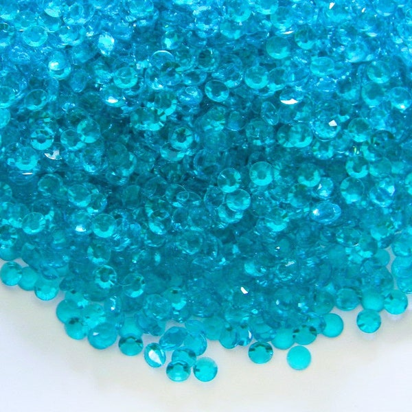 Clearance TRANSPARENT SOLID Teal Flatback Resin Rhinestones with No Ab Coating Choose Size and Color Faceted Bling