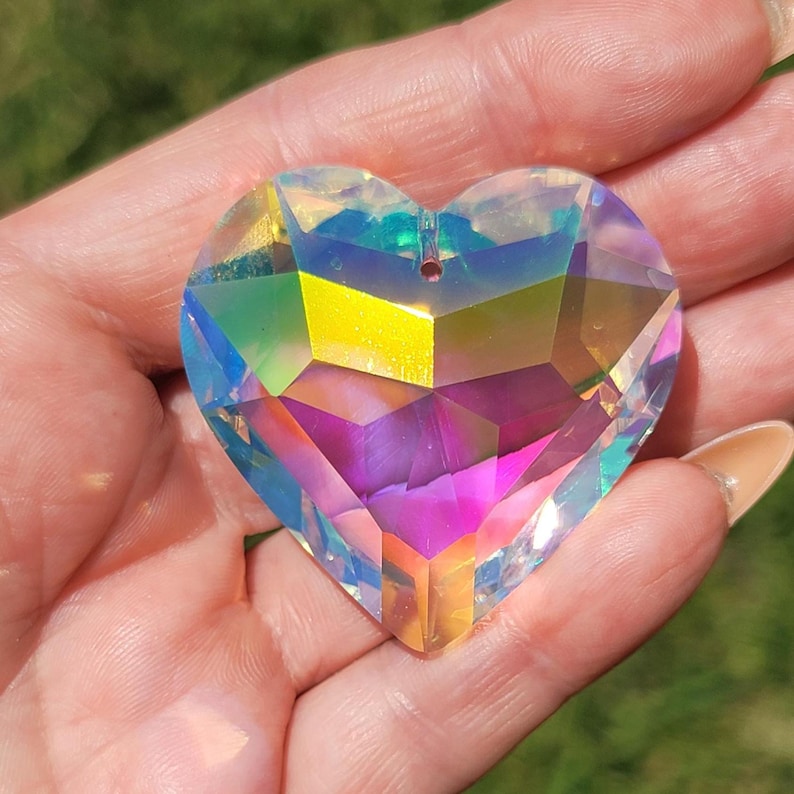 45mm Heart Suncatcher K9 CrystaL AB Prism Rainbow Aurora Borealis Iridescent Rhinestone Ornament Charm Car Home Gift Crafts image 8