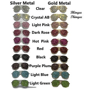 1 Piece Rhinestone Silver or Gold Alloy Flatback Sunglasses Embellishment Kawaii Cabochon DIY Deco Bling Craft Supply Miniature Decoden