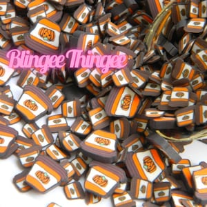 PumpKin Spice Coffee Big and Small  Polymer Clay Fake Sprinkles SlicesOrange Brown Mix  NON EDIBLE Sprinkle Mix #26