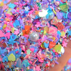 SPARKLY SPRINKLE Mix #127 SEA Shells Mermaid  Fake Sprinkles Glitter Rainbow Caviar No Hole Beads Polymer Clay Faux Deco Toppings Slime