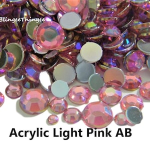 ACRYLIC Light Pink AB Flatback Rhinestones Nonhotfix Faceted Sparkly Embellishments Choose Size or Mixed Sizes 2mm 3mm 4mm 5mm 6mm 8mm Bling