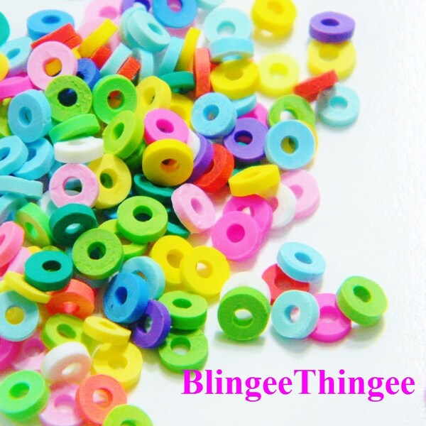 Fake Sprinkles Round with Hole 5mm  Mixed Colors Round Polymer Clay Kawaii Imitation Food Simulation Diy Slime Decoration 5 Grams
