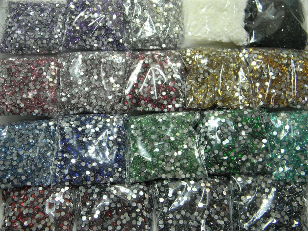 GLASS BULK Bags 100 Gross 14,400 Rhinestones per Pack Choose Size