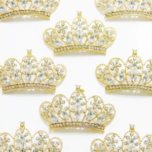 Tiara Gold Metall Strass Krone Verschönerung Flatback Accessoire DIY Haarschleife Stirnband Scrapbooking Decoden Handwerk E43ne 1 Stück
