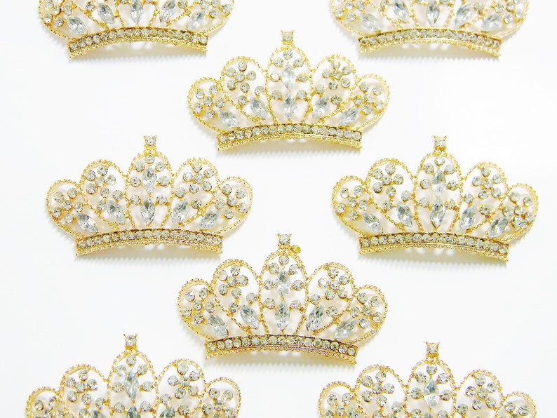 Tiara Gold Metal Rhinestone Crown Embellishment Flatback Etsy