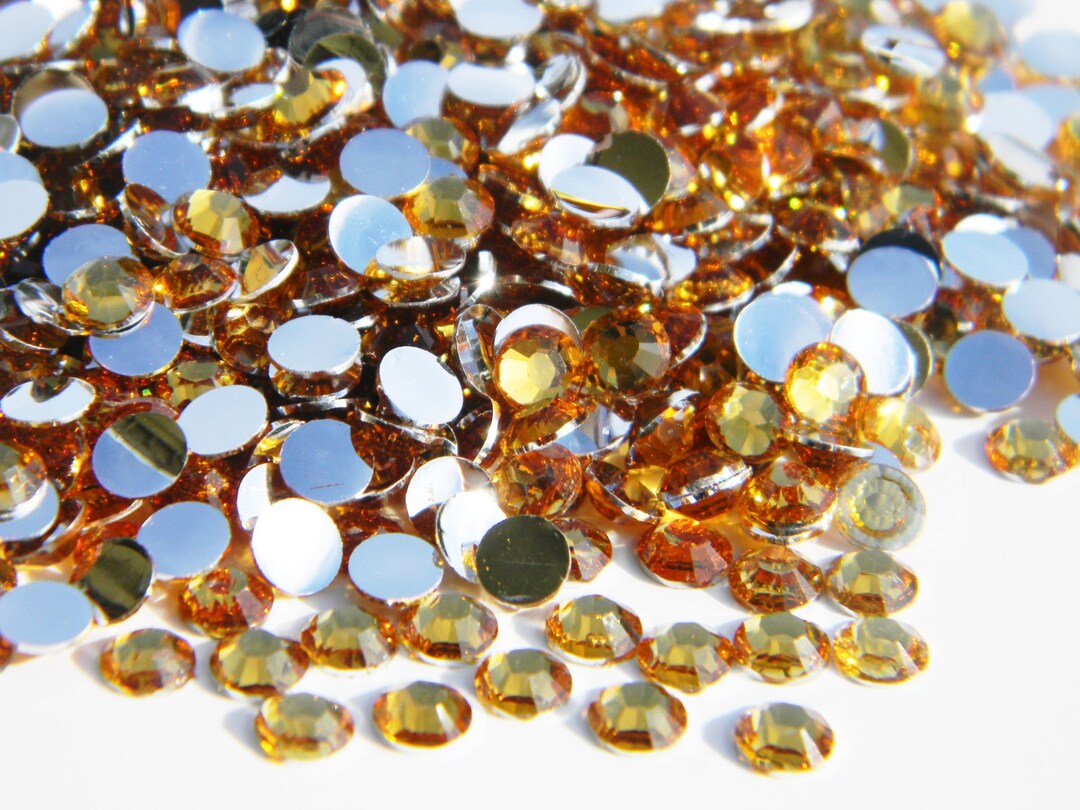 TOPAZ GOLD Choose Size High Quality Flatback Resin Rhinestones 14 ...