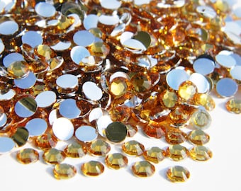 TOPAZ GOLD Choose Size High Quality Flatback Resin Rhinestones 14 Facets DIY Deco Bling Embellishments 1000 3mm/4mm/5mm or 200 6mm