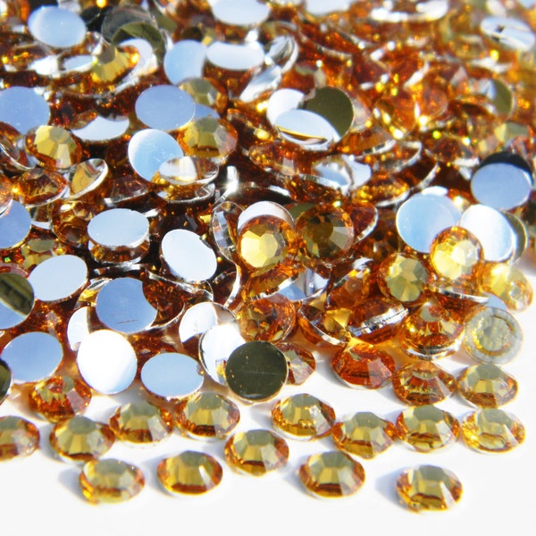 TOPAZ GOLD Choose Size High Quality Flatback Resin Rhinestones 14 Facets DIY Deco Bling Embellishments 1000 3mm/4mm/5mm or 200 6mm