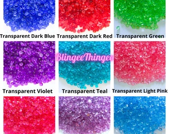 TRANSPARENT SOLID Flatback Resin Rhinestones with No Ab Coating Choose Size and Color Faceted Bling