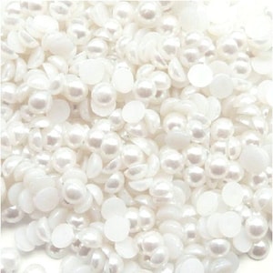 CHOOSE SIZE White Flatback Pearls Diy Deco Plastic Scrapbooking  Embellishments Decoden Craft Supply Half Round 2mm 3mm 4mm 5mm 6mm 8mm 10mm  