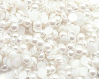 CHOOSE SIZE White Flatback Pearls Diy Deco Plastic  Scrapbooking Embellishments Decoden Craft Supply Half Round 2mm 3mm 4mm 5mm 6mm 8mm 10mm