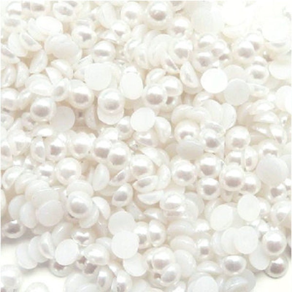 CHOOSE SIZE White Flatback Pearls Diy Deco Plastic  Scrapbooking Embellishments Decoden Craft Supply Half Round 2mm 3mm 4mm 5mm 6mm 8mm 10mm