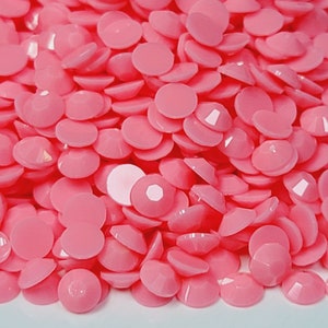 Clearance OPAQUE Medium Pink Flatback Jelly Resin Rhinestones with No Ab Coating Choose Size  3mm 4mm 5mm