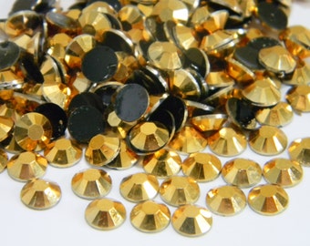 GOLD JELLY Flatback Resin Rhinestones You Choose Size 1000 3mm 4mm or 5mm or 200 6mm  DIY Embellishments