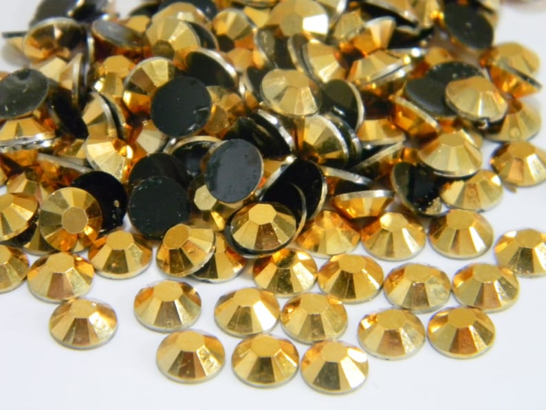 GOLD JELLY Flatback Resin Rhinestones You Choose Size 1000 3mm 4mm or 5mm or 200 6mm  DIY Embellishments 