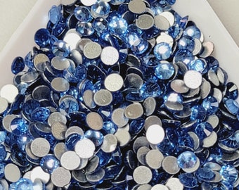 CLEARANCE Glass Light Sapphire Flatback Nonhotfix Rhinestones ss10 or ss12  720 Pieces 5 Gross High Quality Faceted Bling Nail Art Supplies