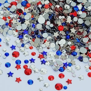 4th of July Luxury Bling Flatback Glass Rhinestones Assorted Colors ...
