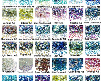 GLASS AB Choose Color and Size Flatback NonHotfix High Quality Faceted Rhinestones Bling Gems 1440 10 Gross ss6 ss12 ss16 ss20 or ss30