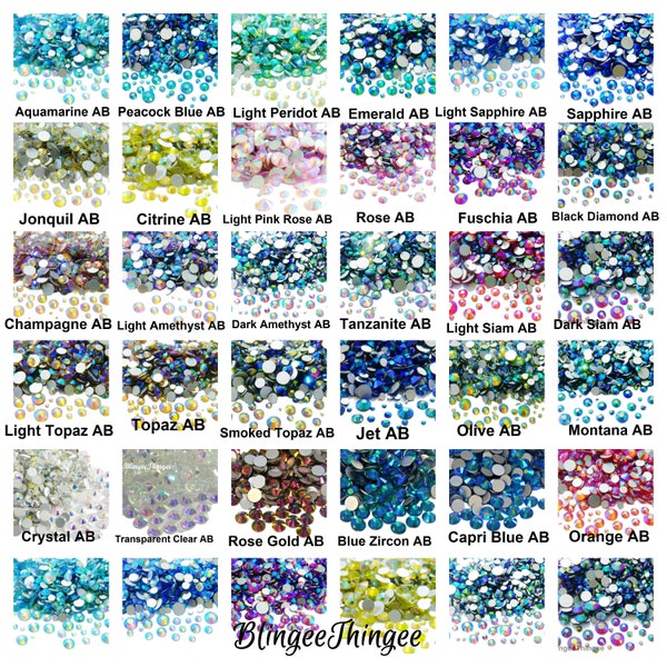 GLASS AB Choose Color and Size Flatback NonHotfix High Quality Faceted Rhinestones Bling Gems 1440 10 Gross ss6 ss12 ss16 ss20 or ss30