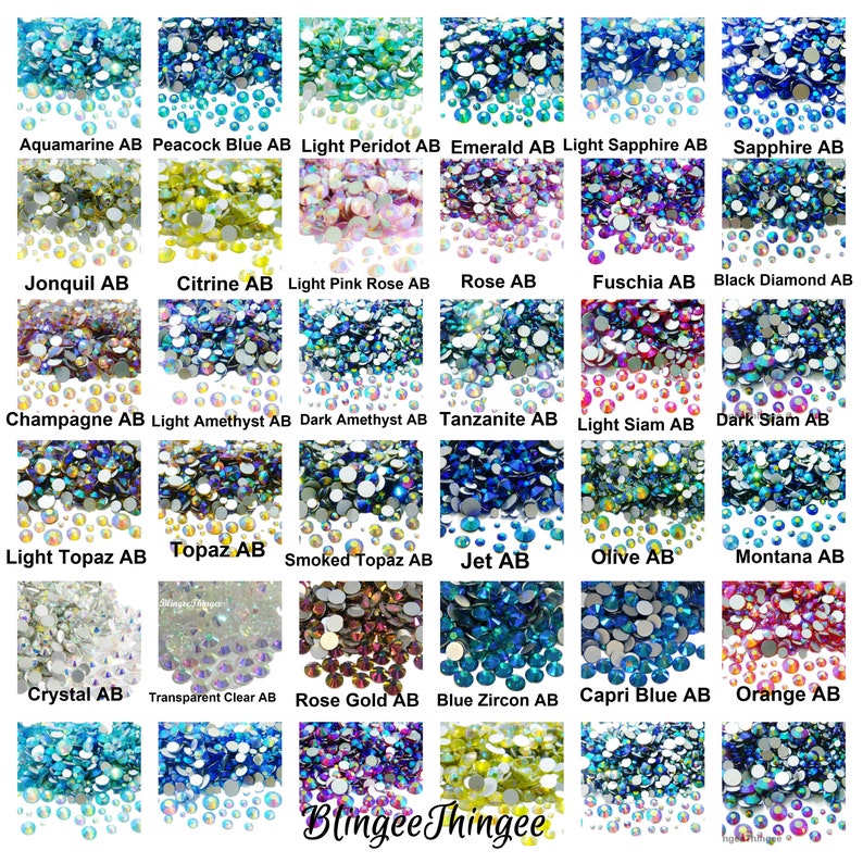 GLASS AB Choose Color and Size Flatback NonHotfix High Quality Faceted Rhinestones Bling Gems 1440 10 Gross ss6 ss12 ss16 ss20 or ss30 image 1