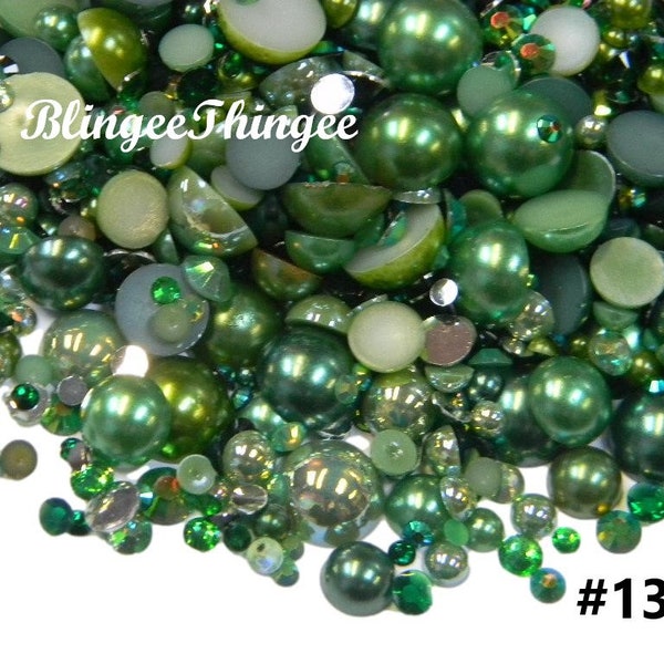 Mixed Sizes Colors Flatback Faux Half Round AB Pearls  Resin Rhinestones 3/4/5/6/8/10mm Embellishments MIXES #134