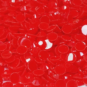 Clearance OPAQUE Glossy Red  Flatback Jelly Resin Rhinestones with No Ab Coating Choose Size  3mm 4mm 5mm
