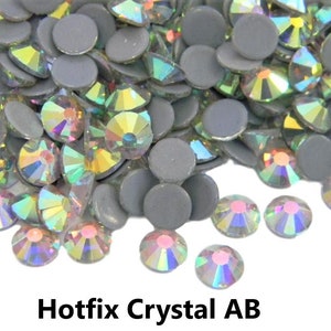 HOTFIX PREMIUM Crystal AB Glass Rhinestones Bling Crystals Embellishments Choose Size ss6 ss10 ss16 ss20 ss30 High Quality Faceted