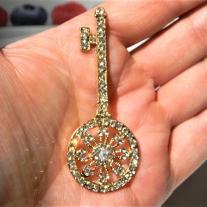 Gold Alloy Rhinestone Key Flatback Embellishments 64x27mm Alloy Diy Deco Kit Kawaii Cabochons Luxury Decoden Phone Case Supplies 1 Piece