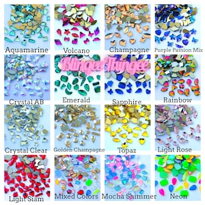 CHOOSE COLOR ASSORTED Shapes Nail Art Gems  Flatback  Faceted Rhinestone Gem Jewel Bling Embellishment Nail Art Craft Supplies  100 Pieces