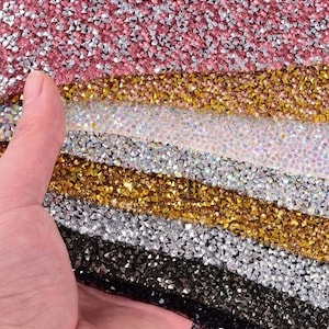 Hotfix Resin Rhinestone Sheets Chaton Jewel Sheet Mesh Banding Trim Iron On Applique Panel 13 1/2 Inches By 9 1/2 Inches DIY Choose Color