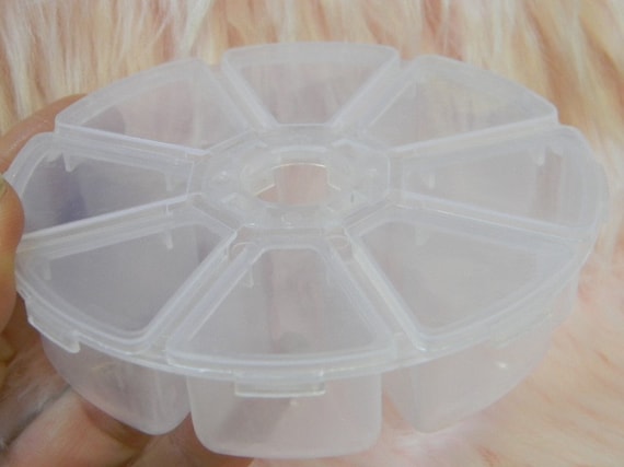 CLEAR Round Storage Container 8 Compartments Bead Rhinestone Craft Supplies  Storage Organizer