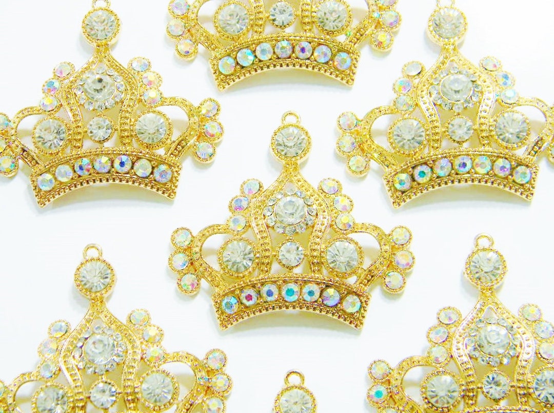 Tiara Gold Metal Rhinestone Crown Embellishment Flatback Accessory DIY — free download