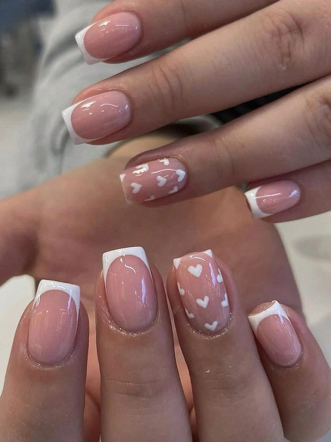 CHSEEO 300 Stück French-Tip Kunstnägel – 5 Pastellfarben, Quadratisch & Spitz, Ohne Kleber