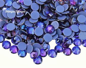 Purple Velvet HOTFIX PREMIUM Glass  Rhinestones Bling Crystals Embellishments for Fabric Choose  Size ss6 ss10 ss16 ss20 ss30 High Quality