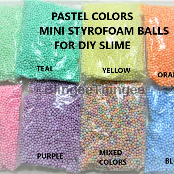 PASTEL COLORS Mini Styrofoam Balls  4mm - 6mm Polystyrene Filler Foam Ball Beads You Choose Color DIY Slime Floam Arts and Crafts Supplies