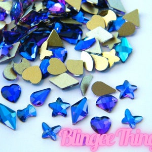 PURPLE PASSION Mix  ASSORTED Shapes Nail Art Gems  Flatback  Faceted Rhinestone Gem Jewel Bling  Nail Art Craft Supplies  100 Pieces