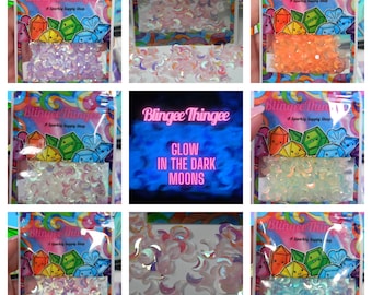 GLOW in the DARK MOONS Flatback Resin Rhinestones Luminous Moon Embellishments Bling  Choose Color 500 Pieces