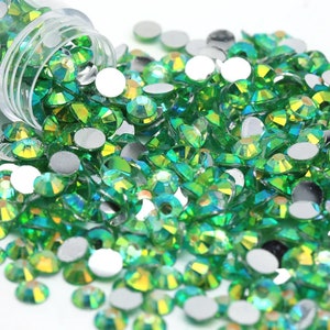 CLEARANCE Green AB RESIN Ab Flatback Rhinestones Choose Color Size 2mm 3mm 4mm 5mm 6mm Bling Embellishments NonHotfix