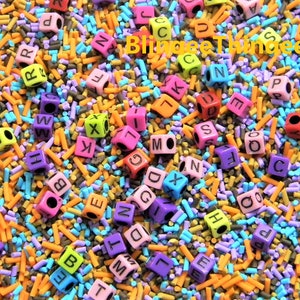 ALPHABET SOUP Falso Sprinkles Abalorios con Letras DIY Slime Charms Kawaii Decoden Polímero Arcilla Falso Toppings Mezcla