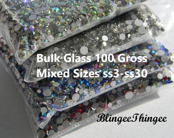 BULK GLASS Gemischte Größen SS3-SS30 Wählen Sie Farbe Hochwertige Facettierte Flatback Nonhotfix Strass 100 Gross Ungefähr 14.400 Stück