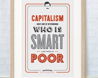 Capitalism // Parks and Rec Poster // Ron Swanson Quote // Typography Print // 11 x 17 // A3 // RIBBA 290 x 390mm