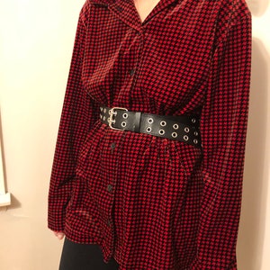 Vintage 90s Houndstooth Velour Blouse