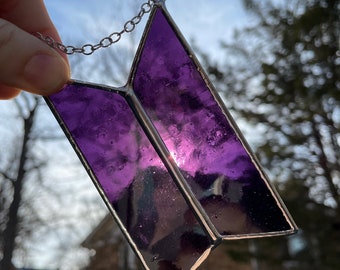 BTS Stained Glass ARMY Purple Logo Window Hanging Suncatcher BTS Jimin Jungkook Jin Suga Jhope