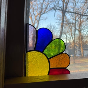 Daisy Stained Glass Window Corner Rainbow/ Seventies Theme/Y2K Pink and Green Murakami Flower Inspired