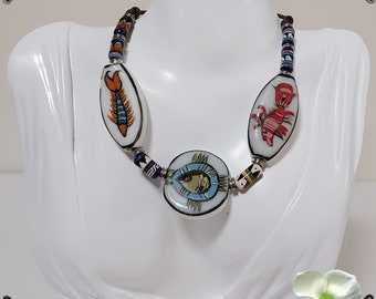 New Orleans Mardi Gras Necklace: Hand-Painted Cajun Gumbo Ceramic Beads