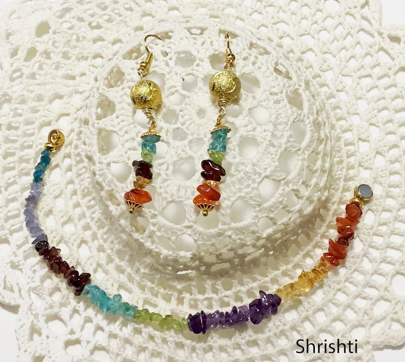 Earrings and bracelet on hat