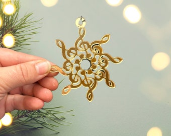 Treble Clef Snowflake Ornament