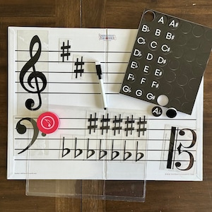 Magnetic Foldable Staff White Board with Black Magnets and Removable Silicone Stickers